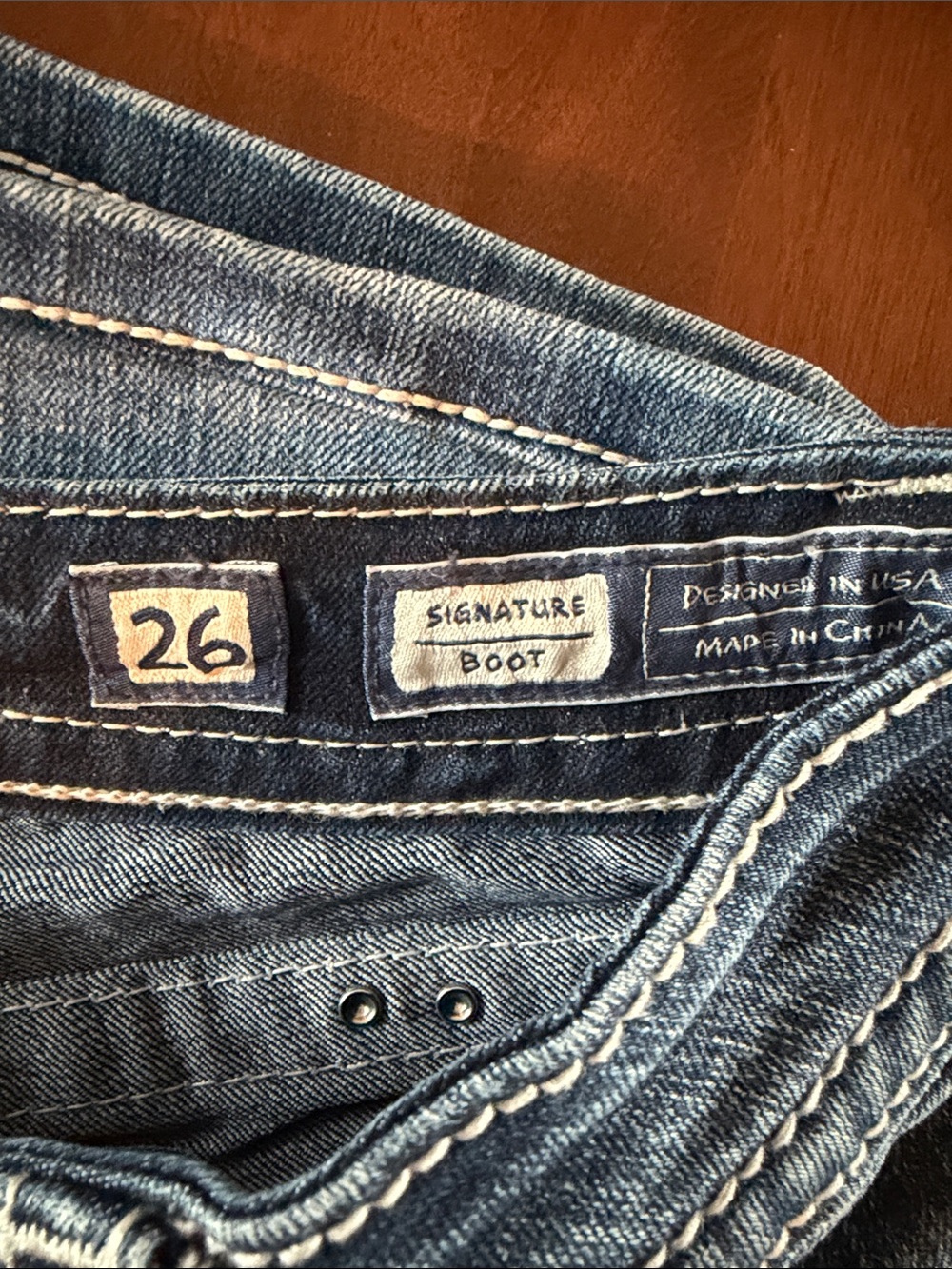 Miss Me Blue Denim Boot Cut w flare Jeans with Embellished Flap Pocket - Picture 2 of 5